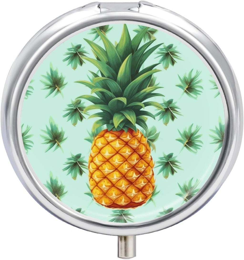 Pill Box Portable Tropical Fruit Pineapple Pill Case Cute Pill Organizer for Vitamins Supplements