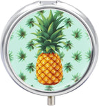 Pill Box Portable Tropical Fruit Pineapple Pill Case Cute Pill Organizer for Vitamins Supplements