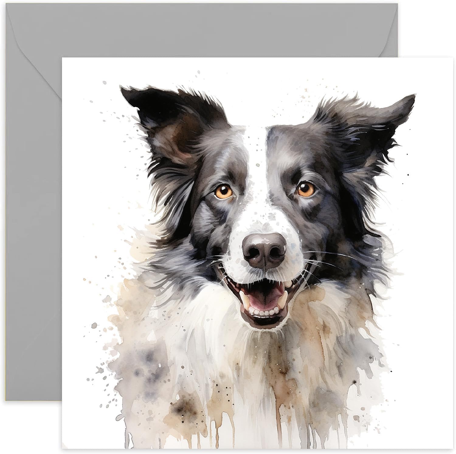 Old English Co. Watercolour Dog Card - Border Collie Dog Card for Pet Owner Birthday - Just Because Card for Him or Her - Thinking of You Fur Baby Card for Men and Women | Blank Inside