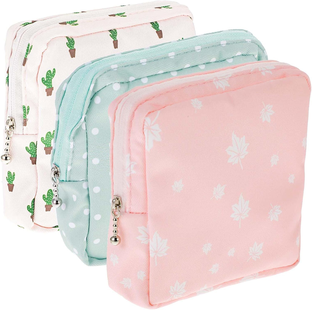 3 PCS Sanitary Pad Storage Bag Portable Period Bag for Teen Pads/Sanitary Napkins/Tampons, Sanitary Napkin Storage Bag First Period Gifts for School, Daily Hygiene Bag Travel Containers
