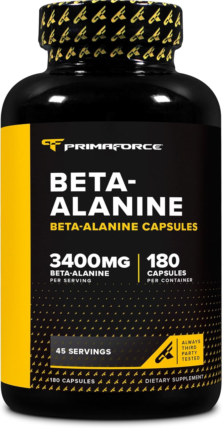 Primaforce Beta Alanine Capsules 3,400mg, 180 Capsules (45 Servings) - Potent Beta-Alanine Supplement