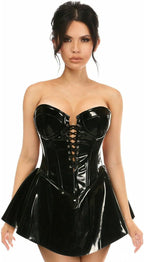 Daisy Corsets Women's Top Drawer Black Patent Steel Boned Corseted Dress
