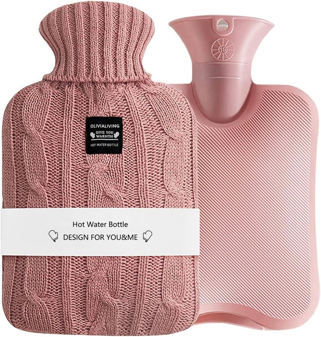 Hot Water Bag Hot Water Bottle 2 Liters Heat Up and Refreezable Hot Cold Pack with Knit Cover for Pain Relief Hot Cold Therapy