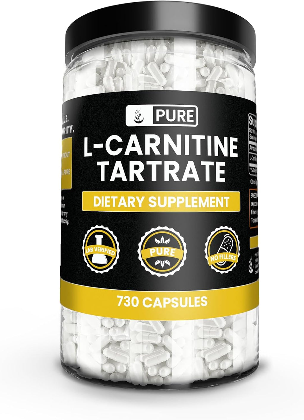 PURE ORIGINAL INGREDIENTS L-Carnitine L-Tartrate (730 Capsules) No Magnesium Or Rice Fillers, Always Pure, Lab Verified