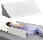 Vekkia Wedge Pillow for Side Sleeping, Ergonomic Back Support Pillow with High-Density Foam for Pregnancy Support, Back Pain, Preventing Bedsores, Surgery Recovery, Removable Cover, White/Gray