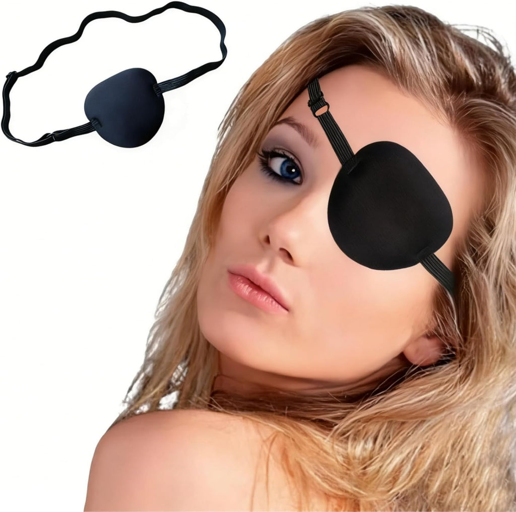 Monocular Black Eye Patch, Washable, Amblyopia, Medical Eye Patch, Pirate Suit for Adults and Children