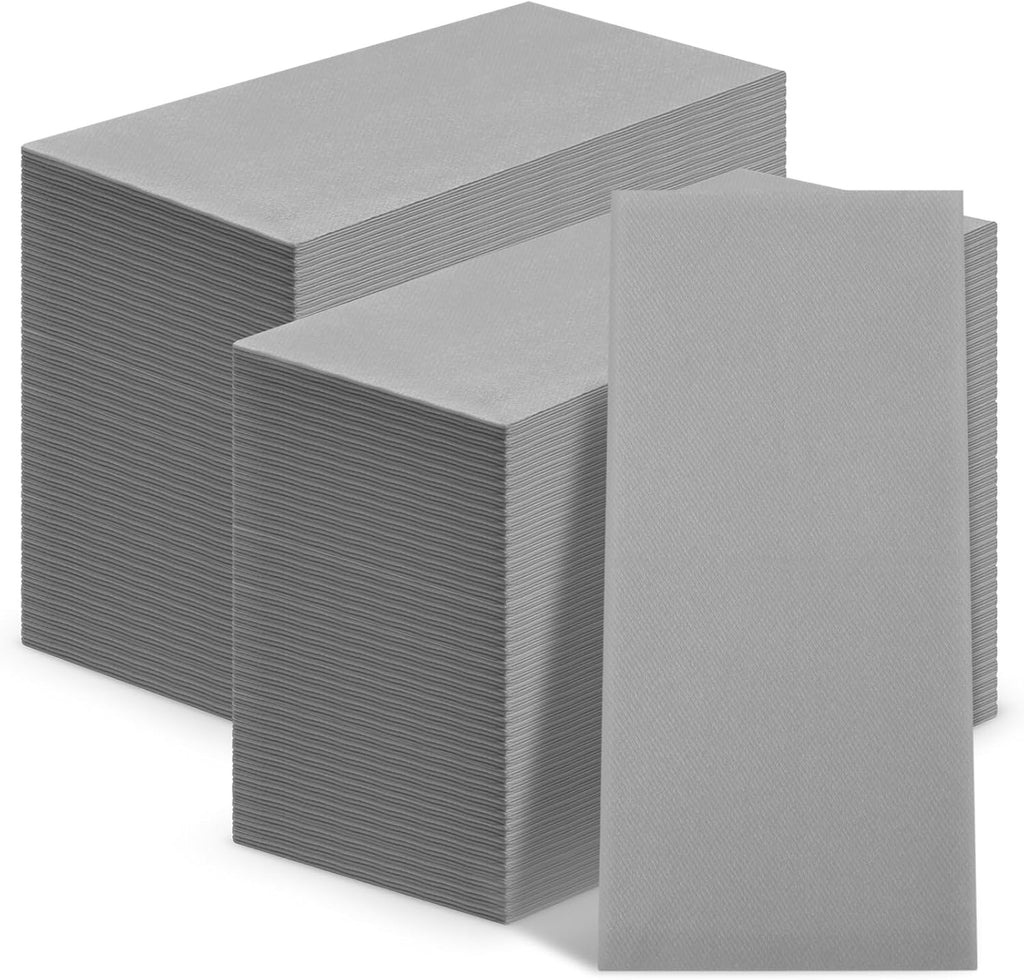 Qilery 100 Pcs Linen Feel Disposable Dinner Napkins Decorative Paper Napkin 17"x12" Paper Soft Hand Towel Absorbent Disposable Guest Towel for Kitchen Wedding Party(Gray)