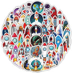 60 Pcs Rocket Stickers for Kids,Vinyl Cartoon Space Rocket Aerocraft Decals for Laptops,Space Aircraft Decoration DIY Scrapbook,guitar,phone,Luggage Wall Graffiti sticker collectors lovers...(Rockets)