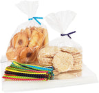 Newkita 6x8 Clear Cellophane Bags - Cake Pop/Treat Bags with 4" Twist Ties, 100 Pack