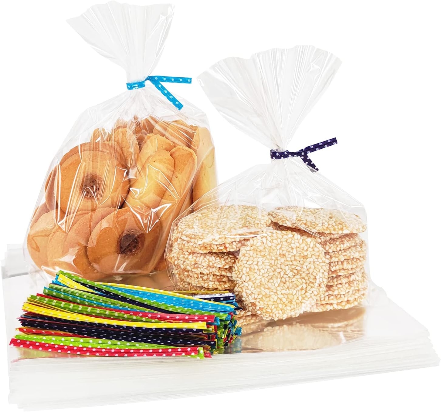 Newkita 6x8 Clear Cellophane Bags - Cake Pop/Treat Bags with 4" Twist Ties, 100 Pack