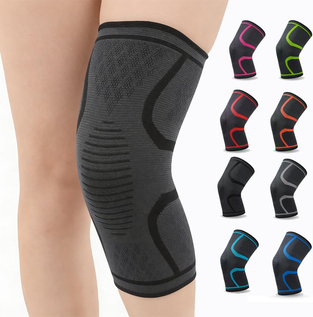 2-Pack Compression Knee Brace for Women & Men - Knee Support Sleeve for Running, Weightlifting, Meniscus Tear, Arthritis Pain Relief, Breathable Anti-Slip Sports Knee Sleeves (Black)