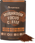 FORTISCA Mushroom Coffee, 6-in-1 Instant Mushroom Coffee Blend with Cordyceps, Reishi, Lion’s Mane, Turkey Tail, Shiitake & King Trumpet, Smooth Low-Acid Coffee for Balanced Energy & Focus, 210g