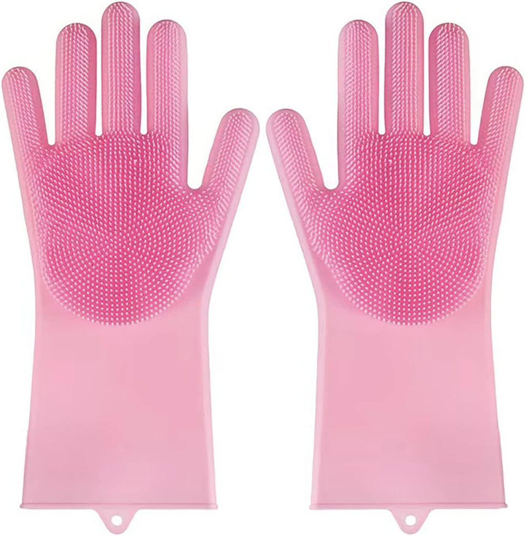 Dishwashing Gloves Kitchen Magic Gloves Dishwashing Brush (Pink)