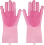 Dishwashing Gloves Kitchen Magic Gloves Dishwashing Brush (Pink)