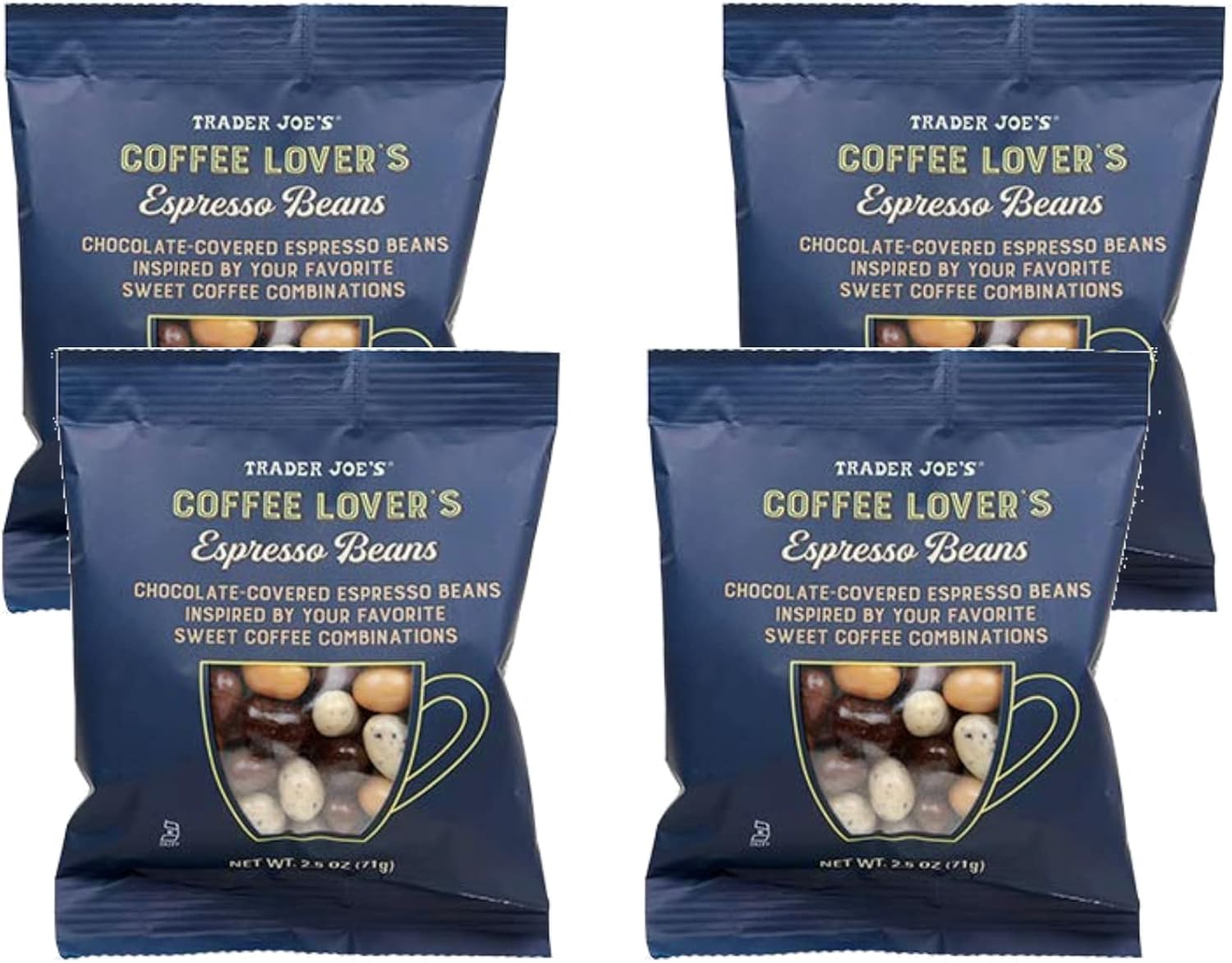 Trader Joe's Coffee Lover's Chocolate-Covered Assorted Espresso Beans - 4 Count (2.5 oz ea)