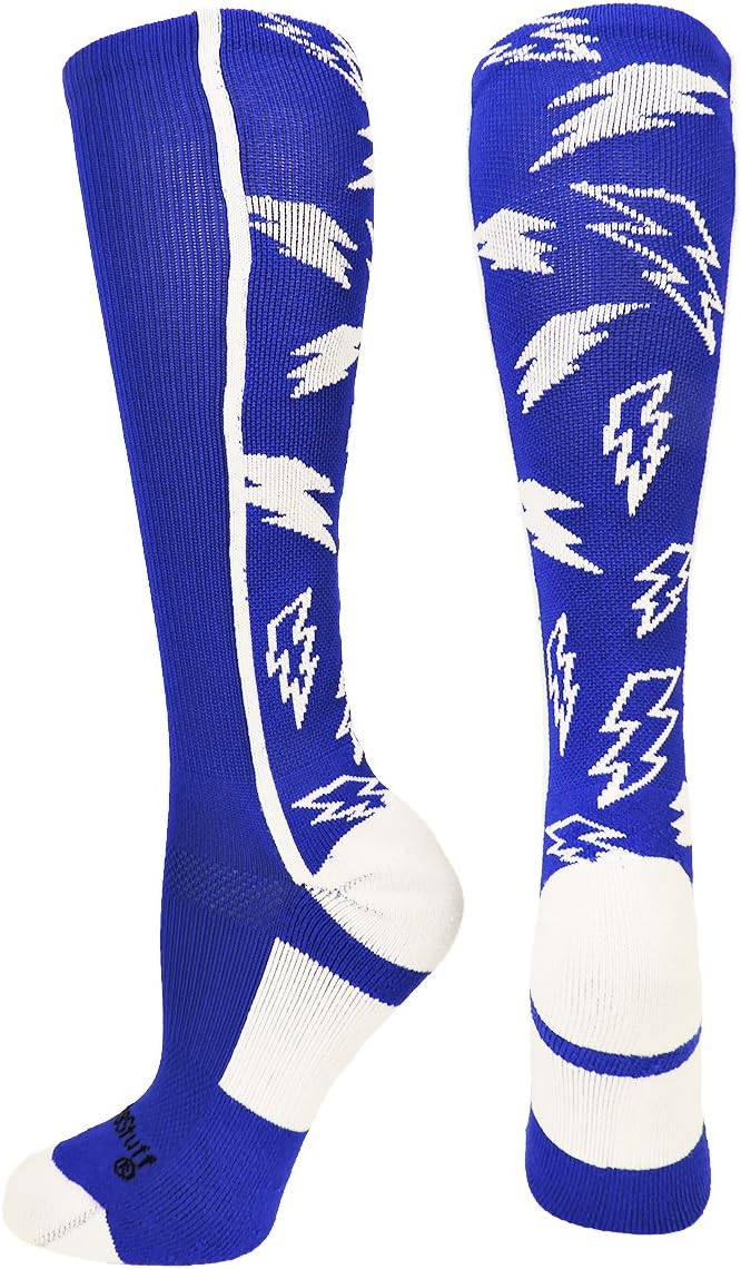 MadSportsStuff Socks with Lightning Bolts for Softball Baseball Soccer for Boys Girls Men Women Youth Adult Over the Calf