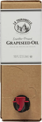 La Tourangelle, Expeller-Pressed Grapeseed Oil, High Heat Neutral Cooking Oil, Cast Iron Seasoning, Also Great for Skin, Hair, and DIY Beauty Recipes, 5 Liters