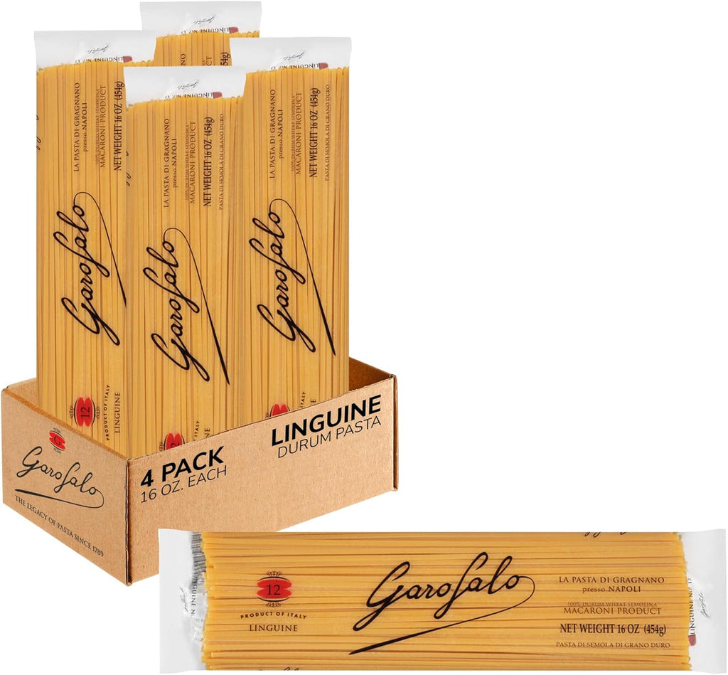 Garofalo - Premium Durum Wheat Semolina Linguine Pasta, Italian Made, Bronze-Drawn, Al-Dente, One-Ingredient Pasta (4 pack)