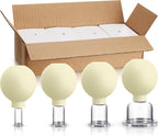 BBTO 4 Pcs Glass Facial Cupping Set Silicone Vacuum Suction Massage Cups Skin Tightening Therapy for Face Body Eyes Back Shoulder Pain(Yellow)