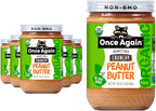 Once Again Organic Crunchy Peanut Butter No Sugar Added - Single Ingredient, Unsalted, Natural Peanut Butter No Palm Oil - Glass Jar, Non-GMO, Gluten Free - Chunky, Unsweetened - 6 Jars, 16 oz