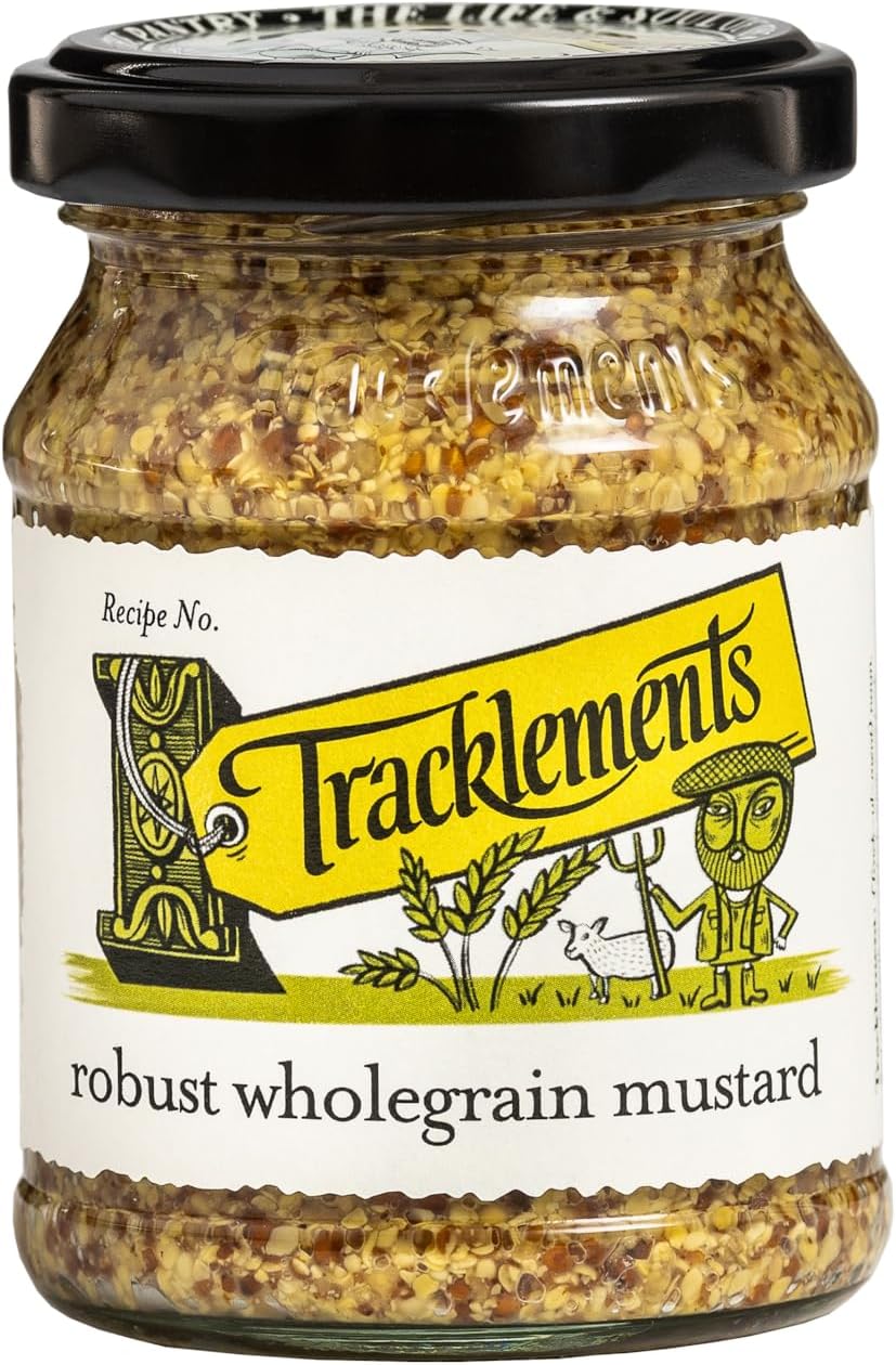 TRACKLEMENTS - Robust Whole Grain Mustard - Condiments for Recipes, With Yellow Mustard Seeds - Perfect for Cheese Sauce & Mashed Potatoes - Gluten Free, VEGAN, Non-GMO - 4.94oz Jar