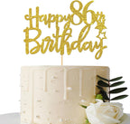 Gold Glitter Happy 86th Birthday Cake Topper - 86 Sign Cake Topper - Cheers to 86 Years Party Supplies - 86th Birthday Party Decorations