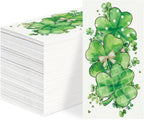 100Pcs Shamrock Paper Napkins 3 Ply Green Shamrock Clover Disposable Absorbent Hand Towels Watercolor Green Guest Napkins for Spring Lunch Dinner Kitchen Supplies