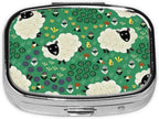 Cute Cartoon Sheep Print Square Metal Pill Box Decorative Pill Case - Carry Your Meds in Style (Rectangular)