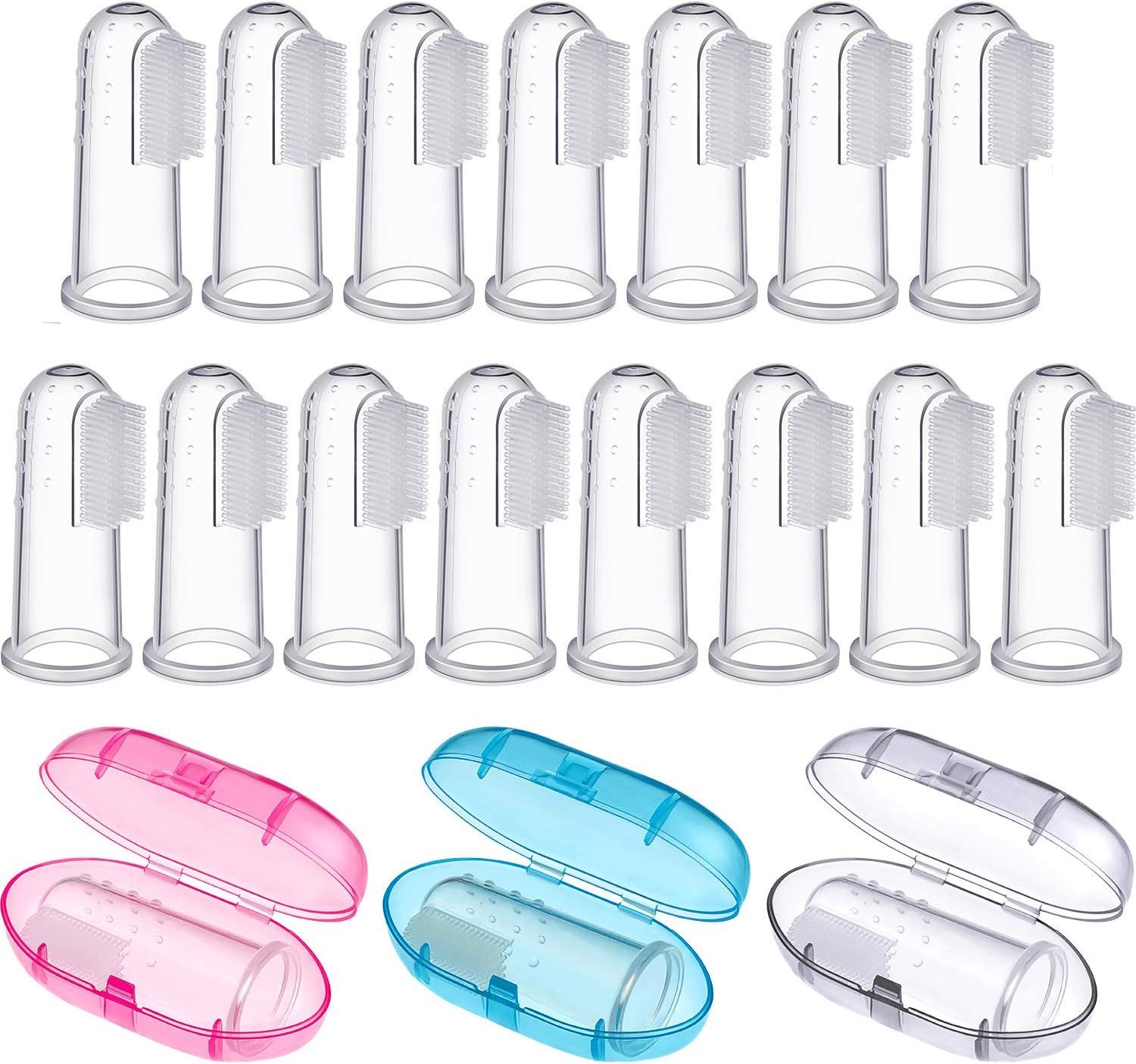 Boao 36 Pcs Baby Finger Toothbrushes with Storage Case Infant Toddlers Teeth Brushes Soft Silicone Baby Tongue Cleaners for Oral Cleaning Tooth Training Supplies