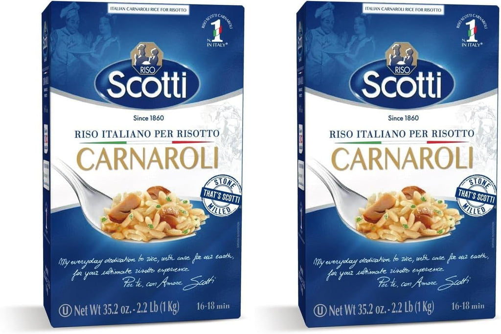 Riso Scotti, Carnaroli Risotto Rice, 2.2 lbs (1 kg), product of Italy, chef selected, gluten free, non-gmo, vacuumed packed (Pack of 2)