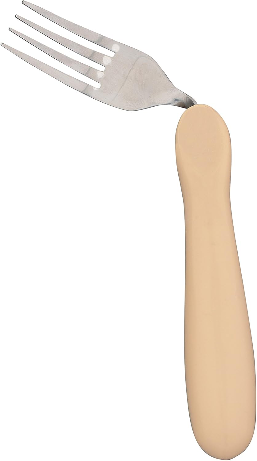 Homecraft Angled Caring Cutlery, Arthritis Aids, for Weak Grip, Easy Grip Eating Utensils for Elderly or Disabled, Right Handed Fork, Ivory, 1 Count