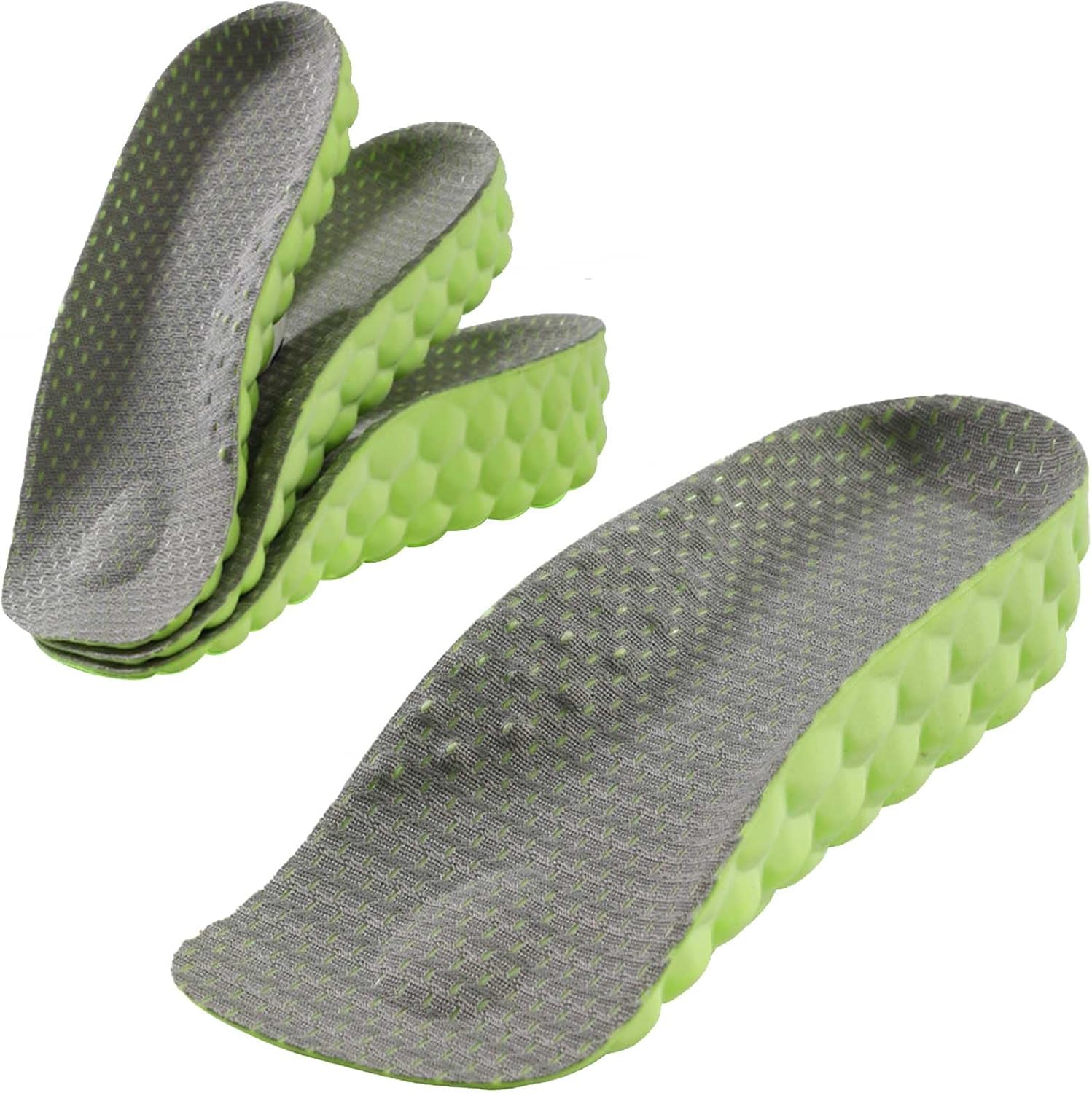 Height Increase Insoles for Men and Women, Arch Support, Plantar Fasciitis & Flat Feet Relief (Grey,3 Pairs - 0.6inch&1inch&1.4inch)