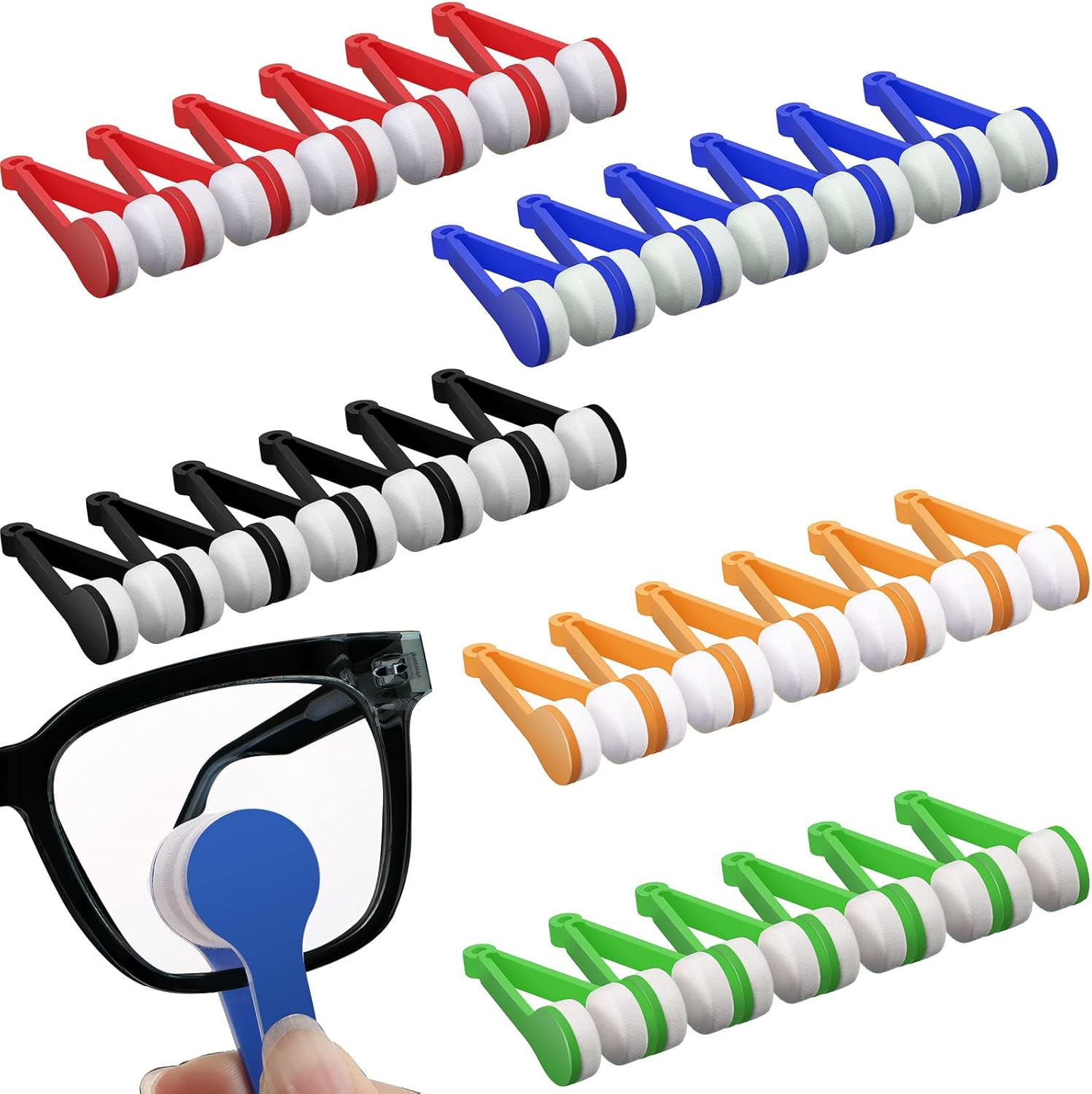 30 Pieces Mini Sun Glasses Eyeglass Microfiber Cleaner Glasses Soft Brush Tool Accessories Mini Spectacles Brush Cleaning Tool Eyeglasses Cleaner Microfiber Cleaning Clip, 5 Colors