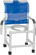 MJM International 118-3TW-DDA Standard Shower Chair with Double Drop Arms, 300 oz Capacity, 40.5" Height x 22" Width x 25.25" Depth, Royal Blue/Forest Green/Mauve