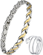 Jeracol Magnetic Bracelets for Women & Copper Ring, Stainless Steel Magnet Bracelet