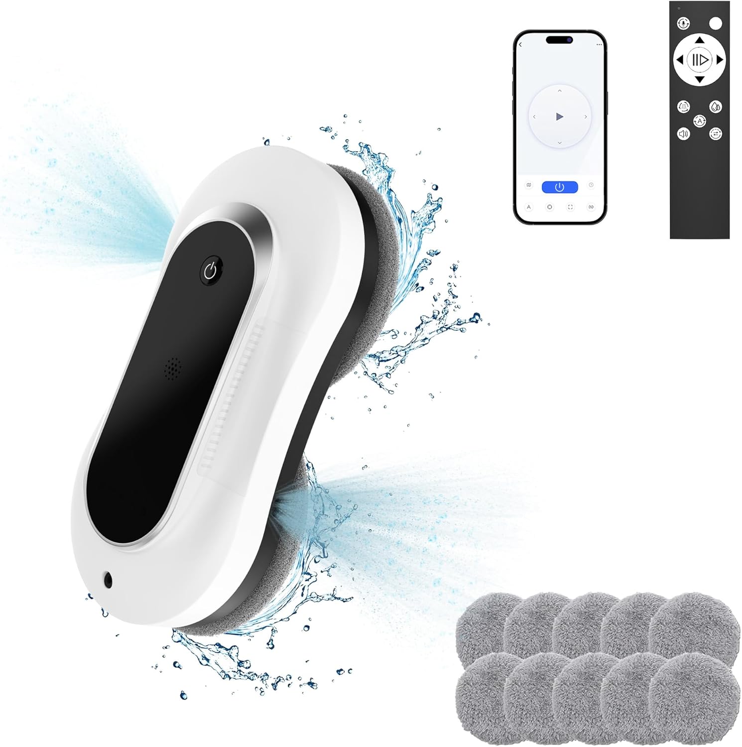 Smart Winbot,Window Cleaning Robot with Dual Water Spray, Automatic Window Cleaner Robot for Windows/Tiles/Glass Door,3000Pa Suction Power, Edge Detection Technology,APP&Remote Control Washer