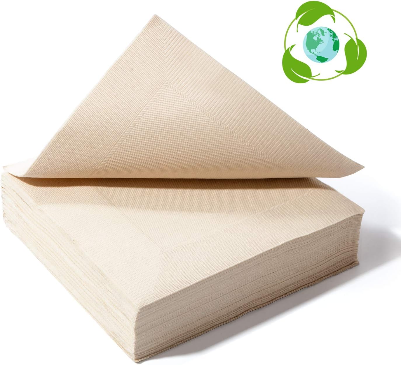 Recycled Post Consumer Napkins, Compostable Unbleached Eco Lunch Napkins, 50 PCS Disposable Dinner Napkin