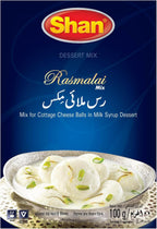 Shan Special Rasmalai Traditional Dessert Mix 3.5 oz (100g) - Powder for Cottage Cheese Balls in Milk Syrup - Suitable for Vegetarians - Airtight Bag in a Box