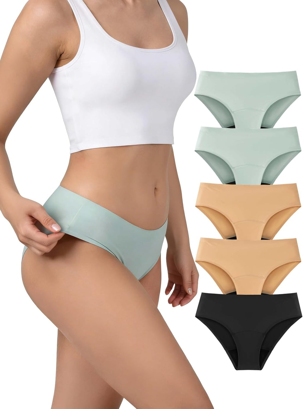 TIICHOO Period Underwear for Women Seamless Period Bikini Regular Absorbency Leakproof Underwear