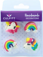 Culpitt Rainbows & Unicorns Sugar Piping's, Edible Cake Decorations, Unicorn Cupcake Decorations - Pack of 12