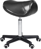 Master Massage Ergonomic Saddle Stool – Hydraulic Swivel Rolling Chair for Salon, Clinic, Tattoo, Dentist, Spa, Workshop, and Office – Black