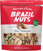 Nature’s Eats Raw Brazil Nuts - Whole Unsalted Superfood Snack from Brazil - Heart Healthy, Keto, Vegan - High in Selenium and Protein - Perfect for Baking, Trail Mix, or Snacking, 8 oz