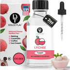 Dolce Flav Natural Lychee Extract – 2 Ounce Water-Soluble Kosher, Sugar-Free, Concentrated Exotic Lychee Flavoring for Beverages, Desserts & Baking, Includes Measured Dropper