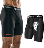 Shock Doctor Compression Shorts with Protective Bio-Flex Cup, Moisture Wicking Vented Protection - Adult