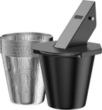 Upgraded Grease Bucket with Lid & 12PCS Liners, Grease Catcher for Smoker Drip Bucket, Compatible with Traeger, Pit Boss, Z Grills, Recteq and More - Grease Bucket for Pellet Grill