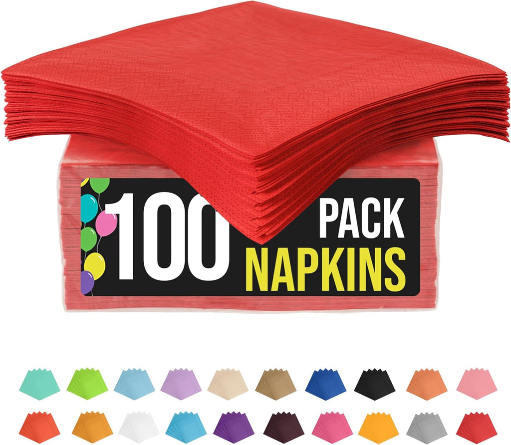 Party Solids Red Napkins Disposable Everyday 100 Pcs 2 Ply Red Dinner Napkins Bulk For Parties & Party Supplies