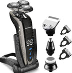 Kurener Electric Shaver Razor for Men Rechargeable 100% Waterproof Rotary for Shaving with Nose Trimmer Sideburns Trimmer Face Cleaning Brush