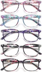 5 Pack Reading Glasses Blue Light Blocking for Women,Computer Readers with Spring Hinge