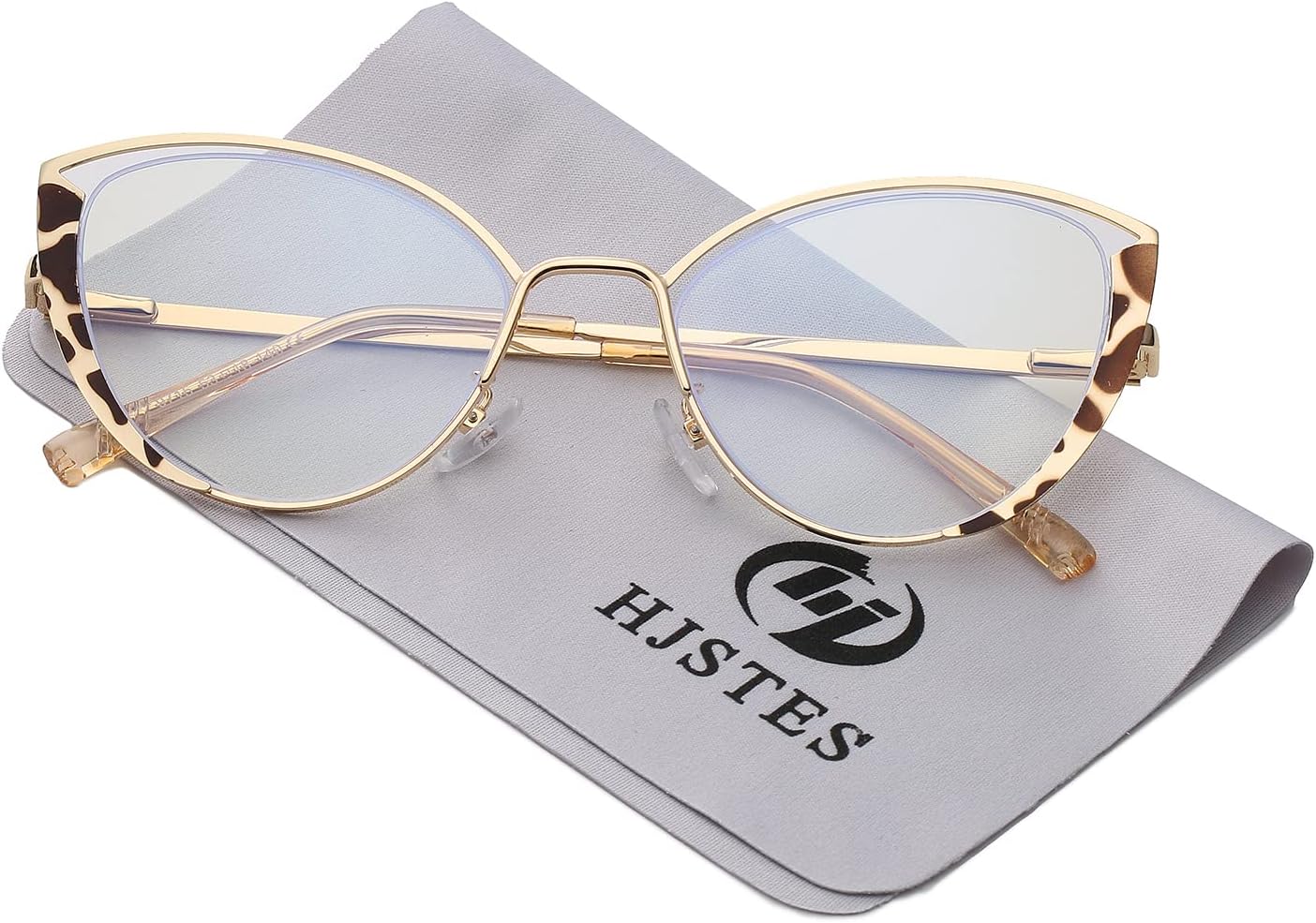 HJSTES Blue Light Blocking Glasses Women Trendy Cat Eye Metal Frame Computer Reading Eyewear(Leopard)