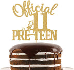 Gold Glitter Official 11 Pre-teen Cake Topper, Happy 11th Birthday/Bruh I'm11, Cheers to 11 Years 11th Birthday Party Decorations Supplies